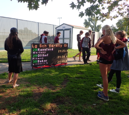Del Oro XC Invitational, Results display at end of finish line chute, 2019