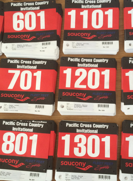 Bib Numbers, Pacific Tiger HS Cross Country Invitational (2015)