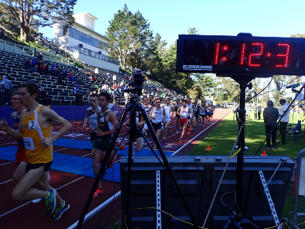 Men 10000, Heat 3, SF State Distance Carnival, 2017: Counting Laps With Chip System